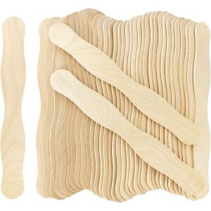 image100 Pcs Wooden Fan Handles 8 inch Jumbo Craft Sticks for Wedding Programs or Paint Mixing Crafts Home Art Projects Classroom Art Supplies