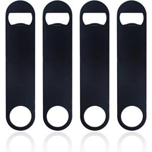 image4 PACK Stainless Steel Flat Bottle Opener Beer Bottle Opener 7inch with Exquisite Packaging for Kitchen Bar or Restaurant Black