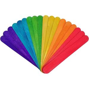 image6 100 Pcs Colored Jumbo Wooden Craft Sticks Wooden Popsicle Colored Craft Sticks Stick 34Wide Treat Sticks Ice Pop Sticks for DIY CraftsHome Art Projects Classroom Art Supplies
